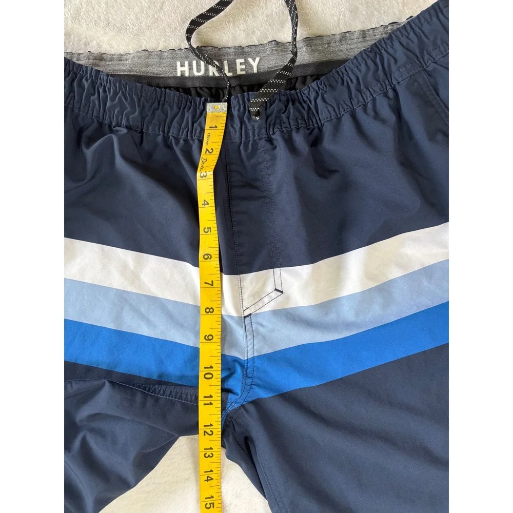 Hurley Mens XXL Board Shorts Navy Blue Swim Trunks Elastic Waist Drawstring